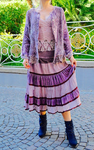 Gonna a balze in velluto, colore rosa antico