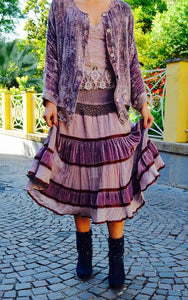 Gonna a balze in velluto, colore rosa antico