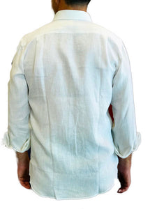 Camicia da uomo in lino bianco manica lunga